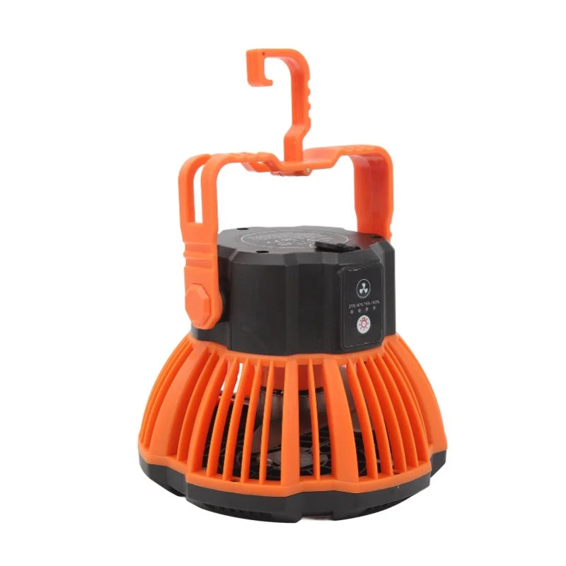 Outdoor Tent Fan Remote Control Hangable Fan With LED Light Battery Operated USB Rechargeable Fan For Hiking BBQ Travel Fishing