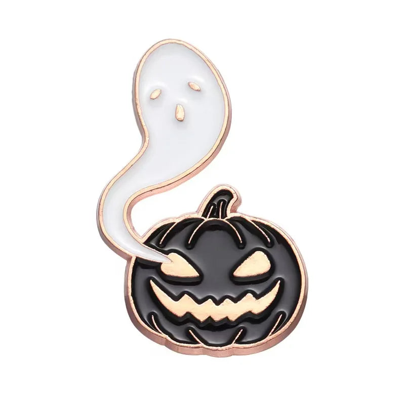 Horror Halloween Costume Accessories Cartoon Skeleton Ghost Enamel Pin Men's Backpack Badge Clothes Accessories Wholesale