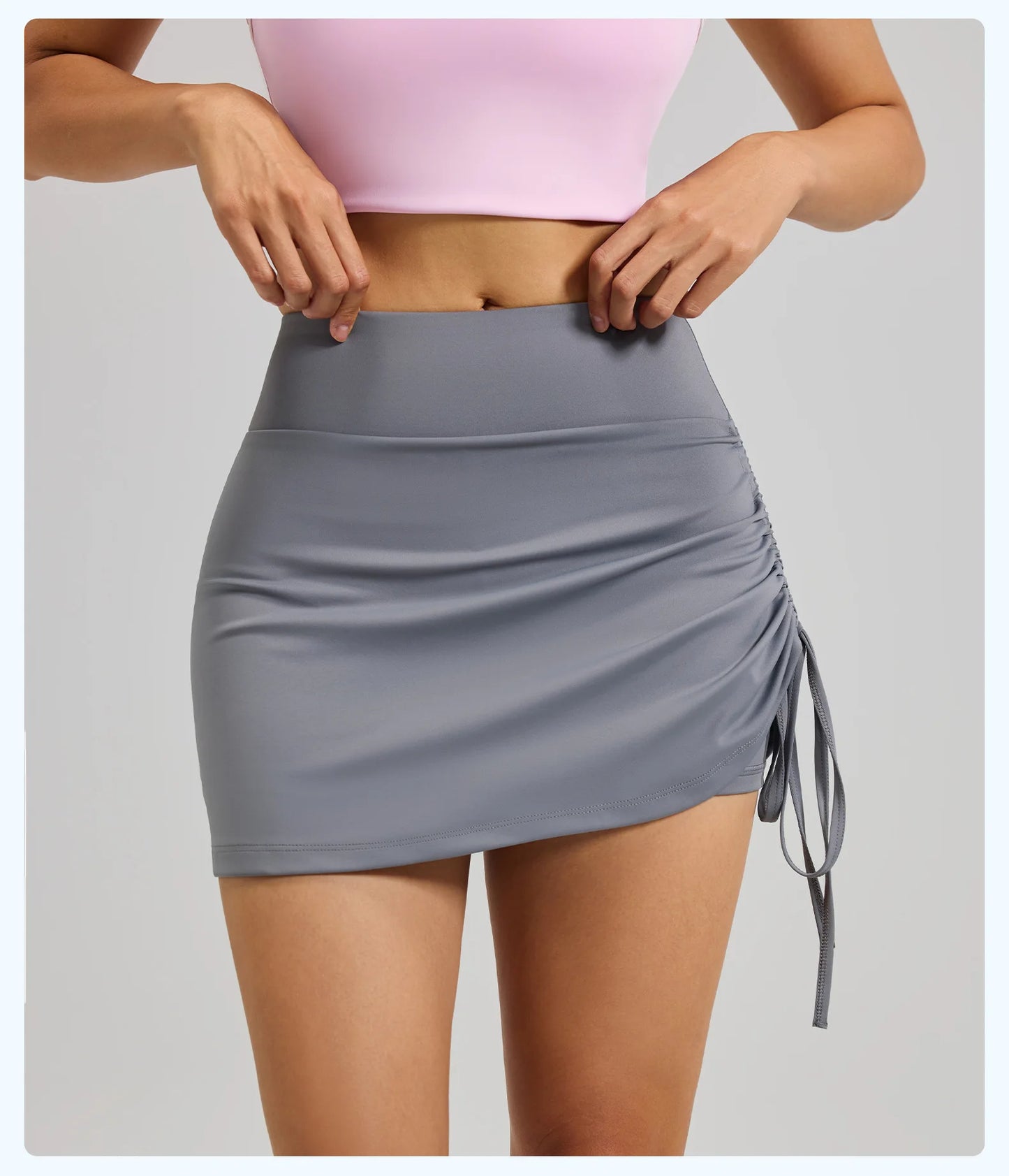 Fitfemme Women's Sports Skirt with Inner Shorts - Ruched Side and Drawstring - Perfect for Workout 2025 New