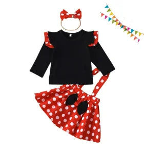 1-5 Years Children Outfit Baby Clothing Set Girl Summer Birthday Costume Kids Dots Tops Skirt