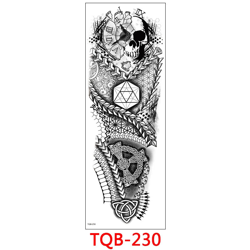 Waterproof Temporary Tattoo Stickers Clock Eye Large Arm Tattoo for Men Women Tiger Animal Fake Tatoo Sleeve
