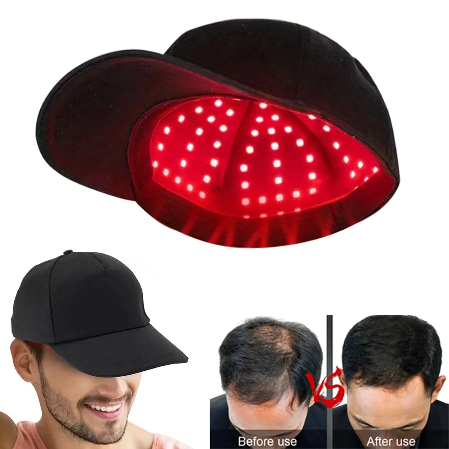 New 96Pcs Infrared LEDs 660nm&850nm Red Light Therapy Hair Growth Cap for Hair Regrowth Anti Hair Loss Relax Scalp Hair Care Hat
