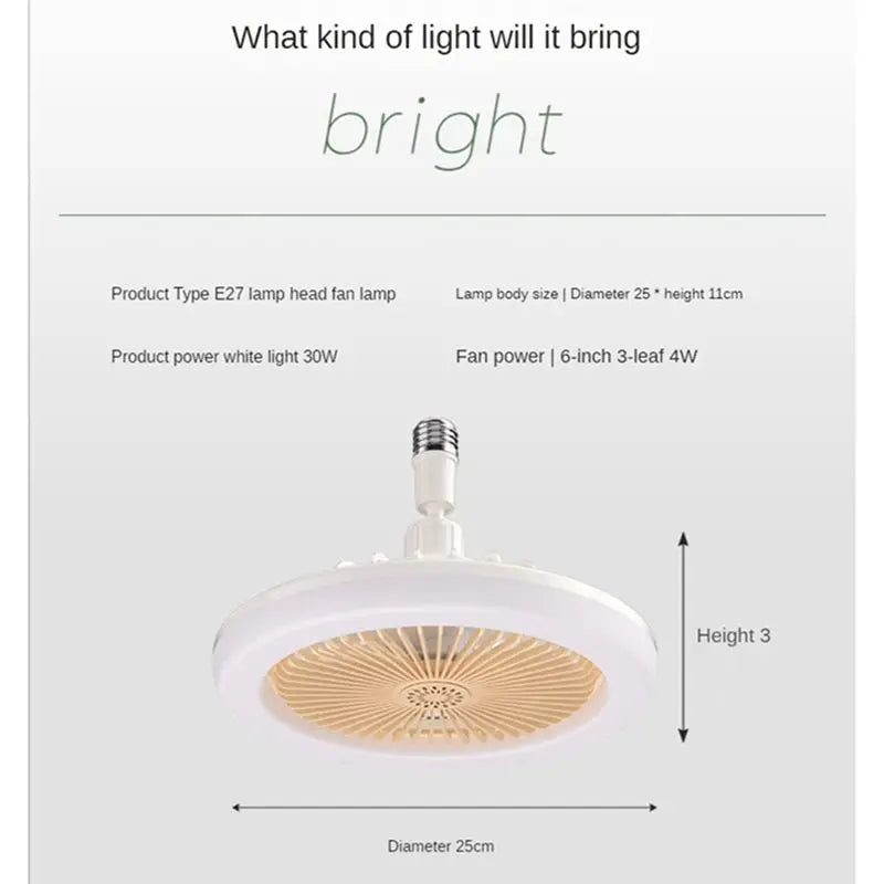 [B25B!】 Ceiling Fan With Remote Control And Light 30W LED Lamp Fan Smart Silent Ceiling Fan E27 Converter Base