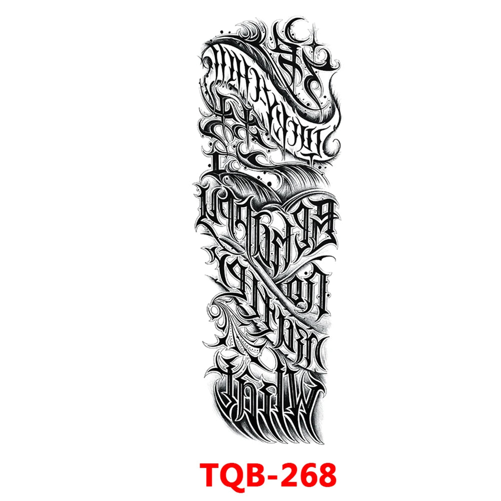 Full-arm Tattoo Stickers With The Crown Of The Virgin Of Jesus And Lion Waterproof Tattoo Stickers