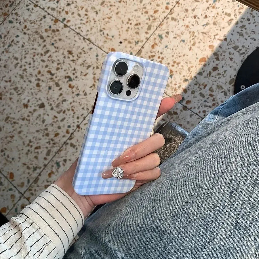 Plaid Stripes Phone Case for IPhone 17 16 15 14 13 12 11 Air Pro Max X XS XR XSMax 7 8 Plus Glossy Film Hard PC Cover