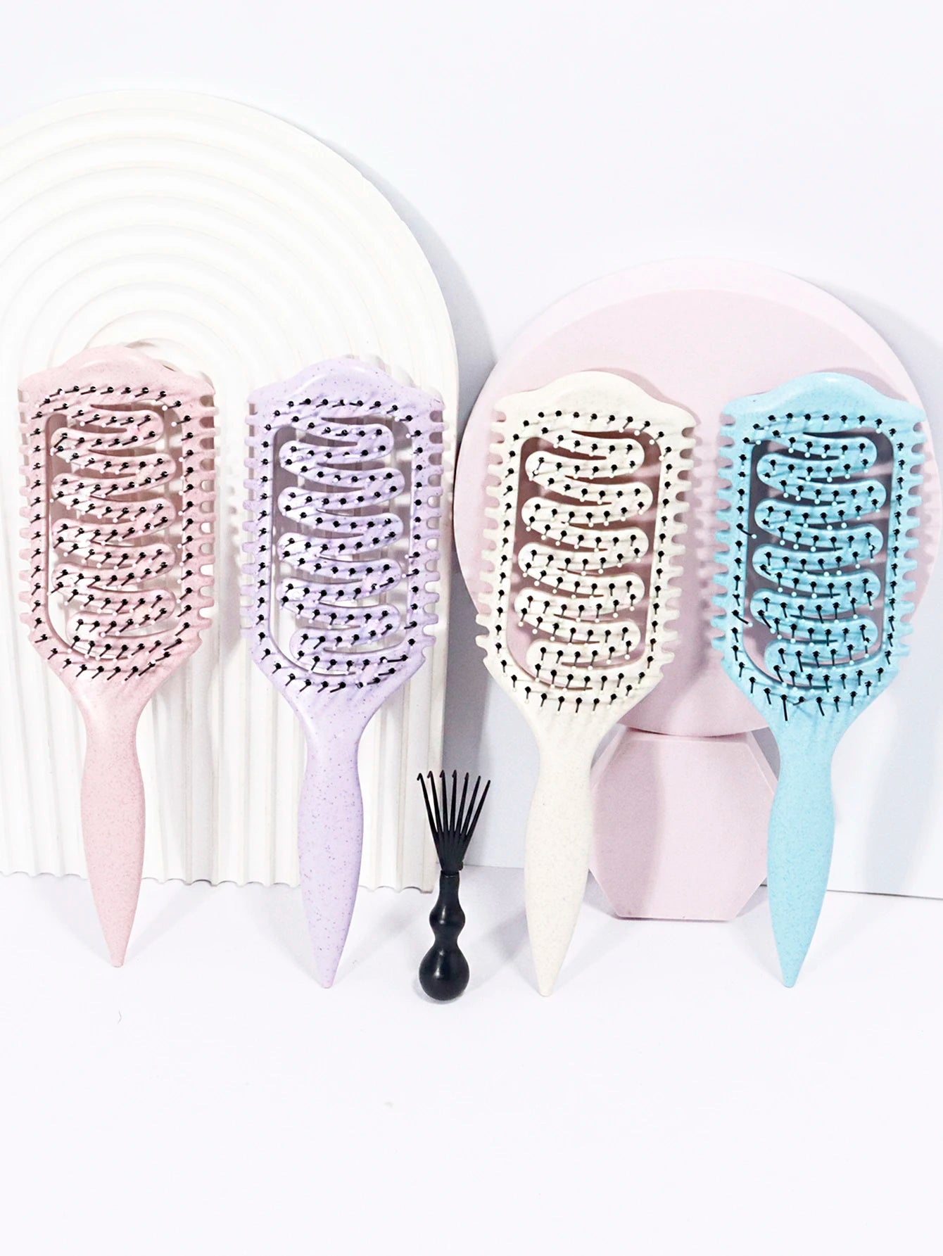 2-piece set of hair styling brushes with cleaning claws for creating voluminous curls Special for real hair wigs