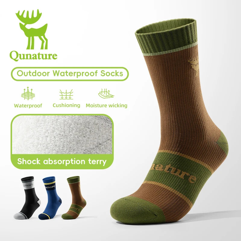 Qunature Four-Season Waterproof Socks Breathable Outdoor  Sport Socks Hiking Cycling Cross Country Running Skiing Windproof Sock