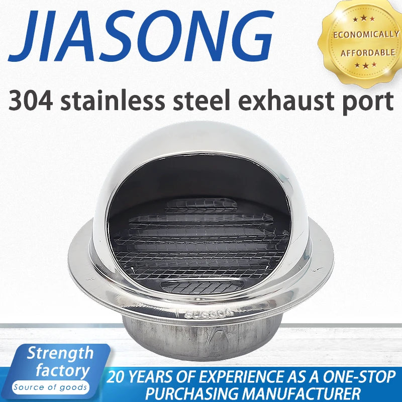 Round Wall Vent Cover, 304 Stainless Steel Vent, Hemispherical Grille Vent Cover, Wall Vent Cover, Stainless Steel Exhaust Vent, Round Vent Cover Suitable for Outdoor Ventilation Systems, Dryer Exterior Vent Cover, Stainless