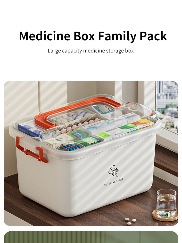 Large Capacity Medicine Box Portable Home First Aid Medical Kit Family Emergency Medicine Box with Multi-layer Drug Storage Case