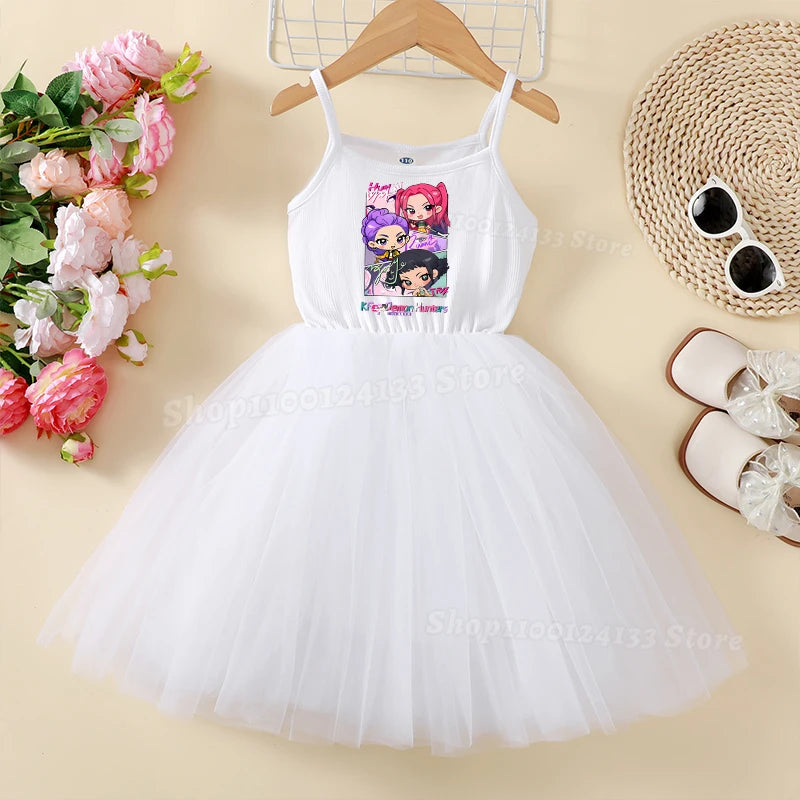 Demone Hunter Girls Baby Dress Skirts Summer Cute Anime Harajuku Princess Y2K Kawaii Clothes Kids Tutu Puffy Skirt Birthday Gift