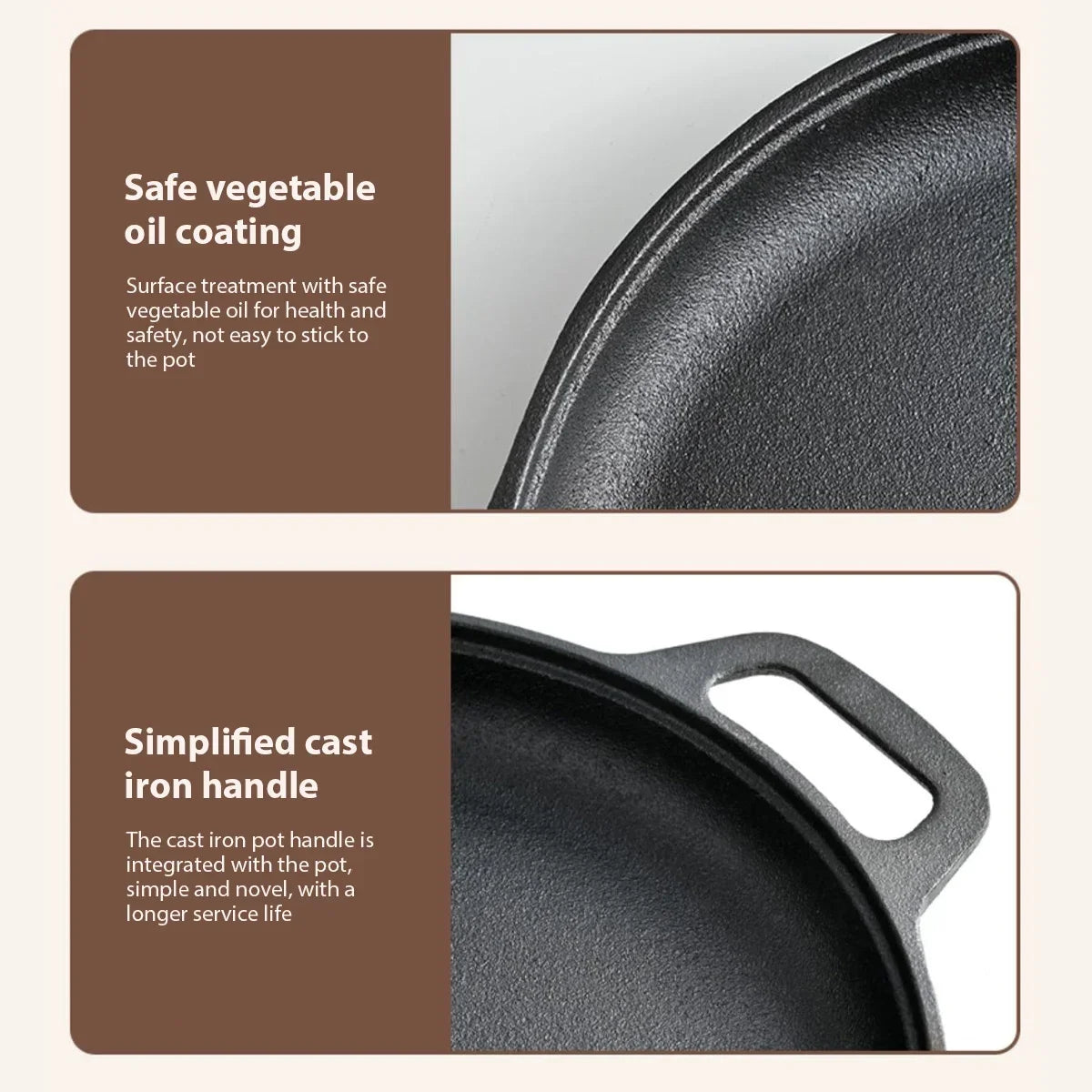 Healthy Cast Iron Cooking Skillet Non Stick Fry Pan Perfect For Steak Omelette Pizza Home Kitchen & Outdoor Camping Grilling