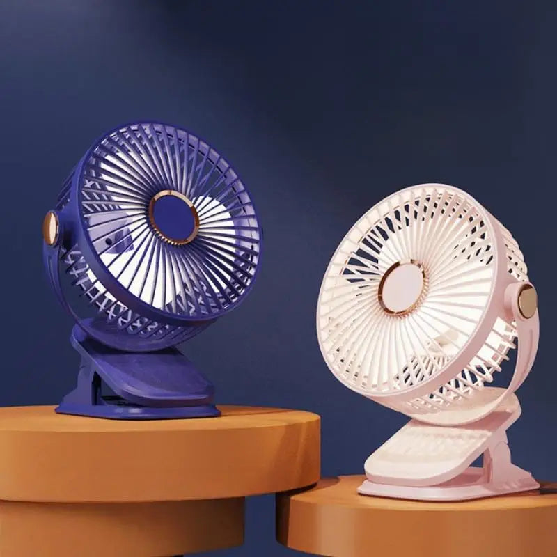 1 Set 720° Rotating Hanging Clip Fan Night Light Air Cooler USB Rechargeable Electric Fan Outdoor Camping Small Fans Ventilador