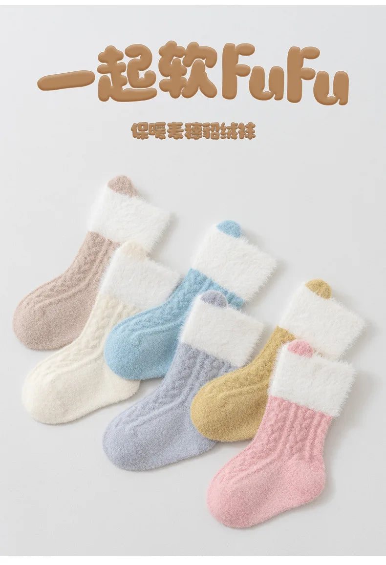 Autumn Winter Baby Socks Fleece Thickened Newborn Children Socks Warm Mid-Tube Kids Socks For Boys And Girls Baby Clothing Gifts