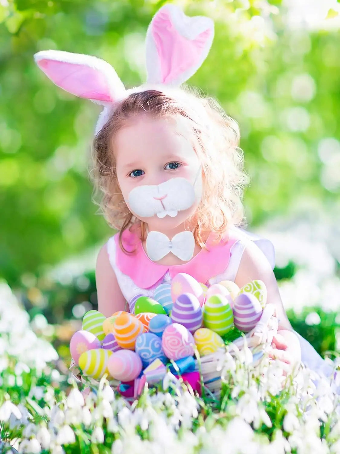 Halloween Bunny Costume Accessories Set Bunny Nose Tail Tie and Ears for Boys Girls Halloween Party Cosplay