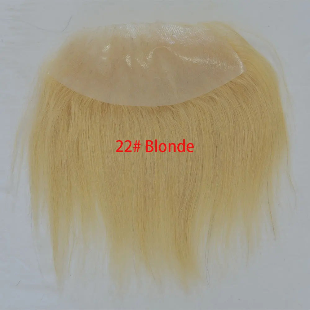 Men's Hairline PU Toupee Brown Hair for Frontal Hairpiece 100% Human Hair D Style Topper Replacement System 7x16cm Big Hairline