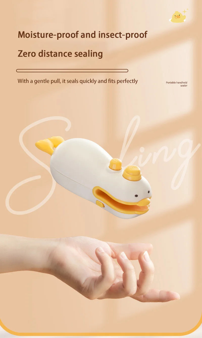 New Cute Duck Handheld Vacuum Sealer Magnetic Bag Sealer Rechargeable Portable Easy Use For Freshness 2 in 1 Mini Rechargeable