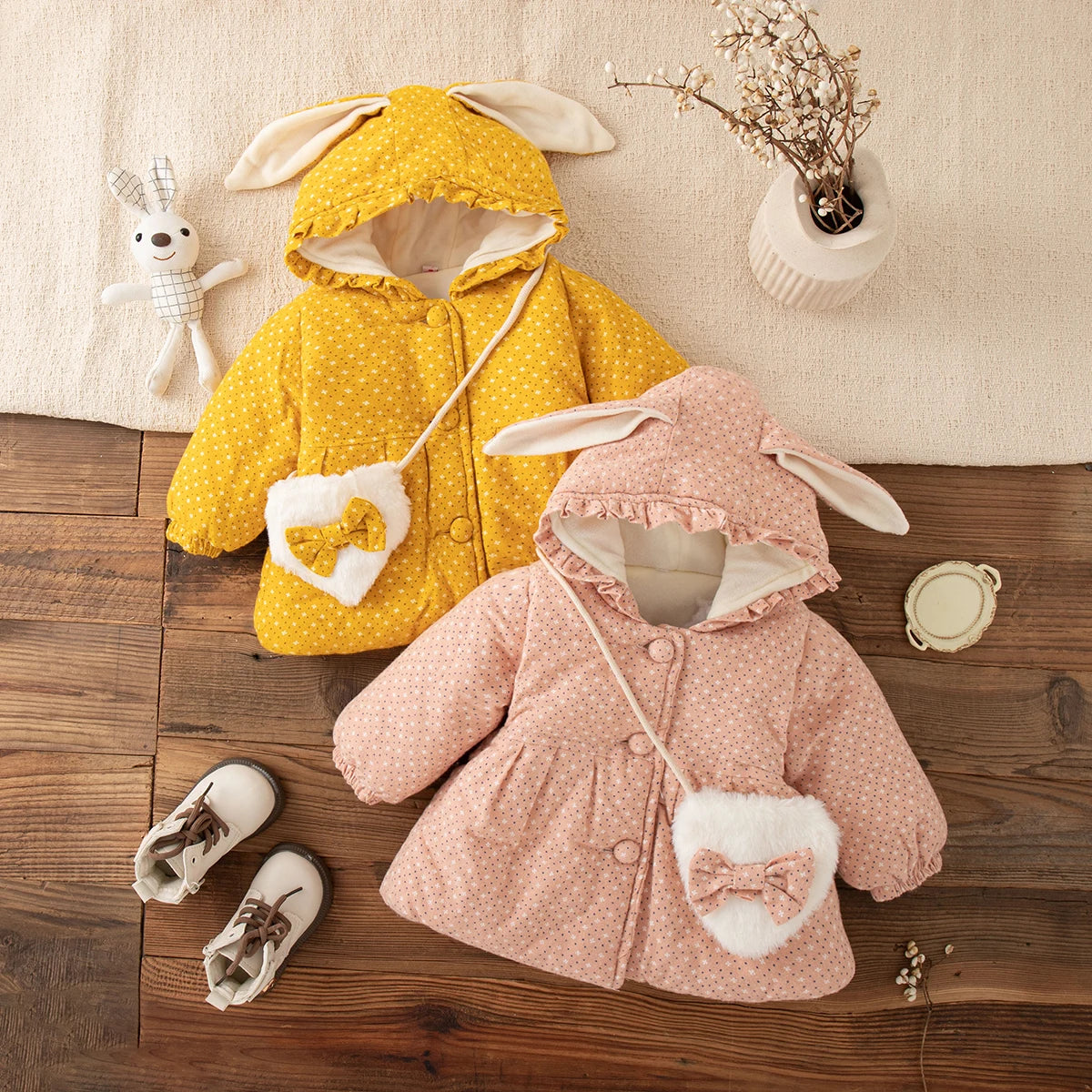 Winter New Thick And Warm Baby Girl Coat, Sweet And Cute Children'S Clothing Suitable For Babies Aged 9 Months To 3 Years Old