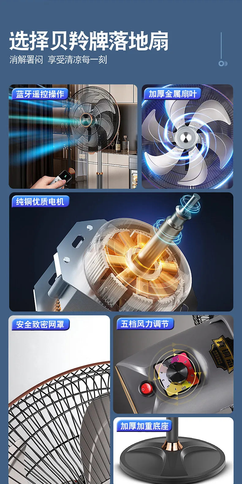 Commercial Floor-to-Ceiling Electric Fan Large Wind Industrial Moving Head Silent Remote Control fan