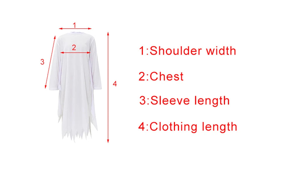 Halloween Boys Girls White Ghost Scary Cosplay Costume for Kid Child Stage Performance Carnival Party Dress Up Suit