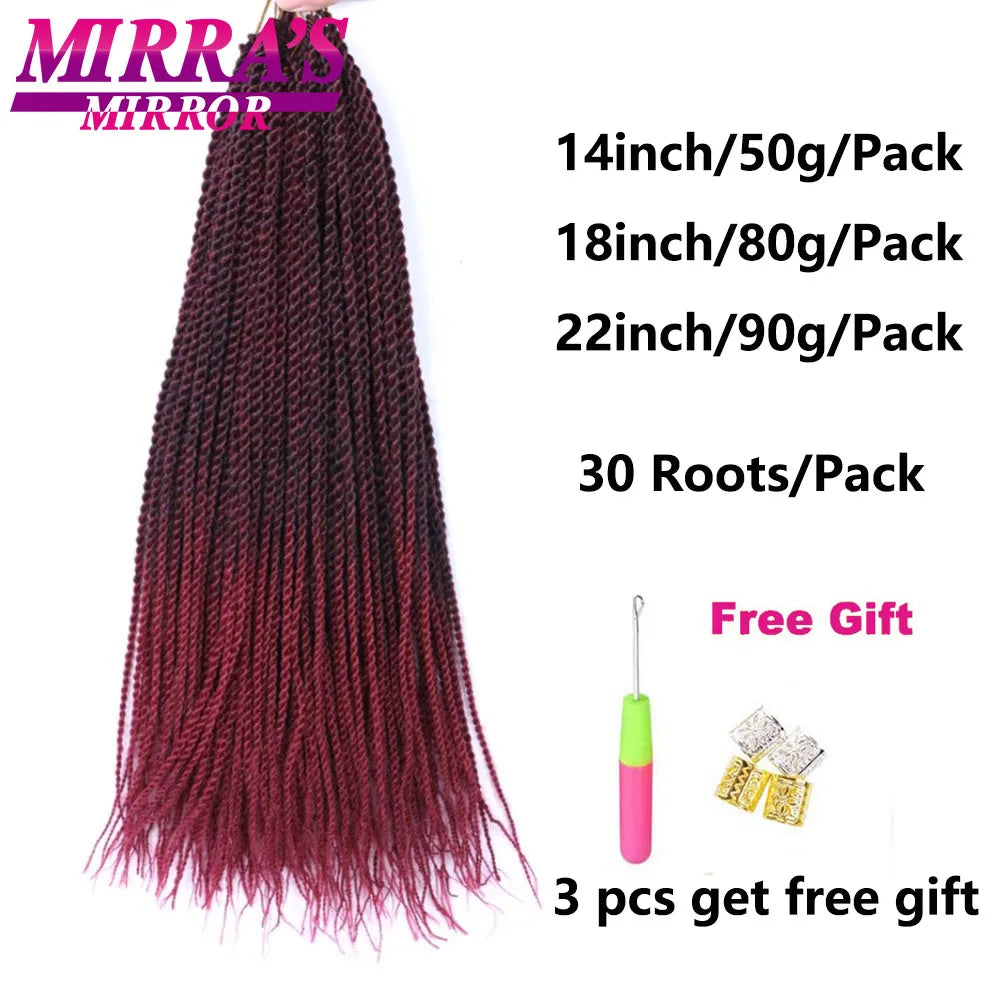 Senegalese Twist Crochet Hair 14/18/22 Inch Synthetic Mini Senegalese Crochet Braids for Black Women 30 Roots/Pack Braiding Hair