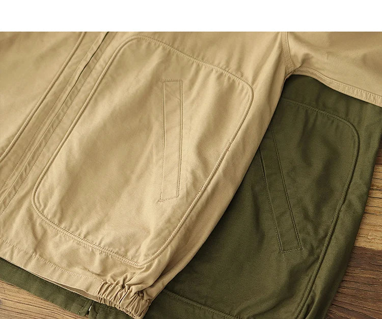Autumn New American Retro Twill Embroidery Cargo Deck Jacket Men's Fashion 100% Cotton Washed Multi-pockets Casual Loose Coat