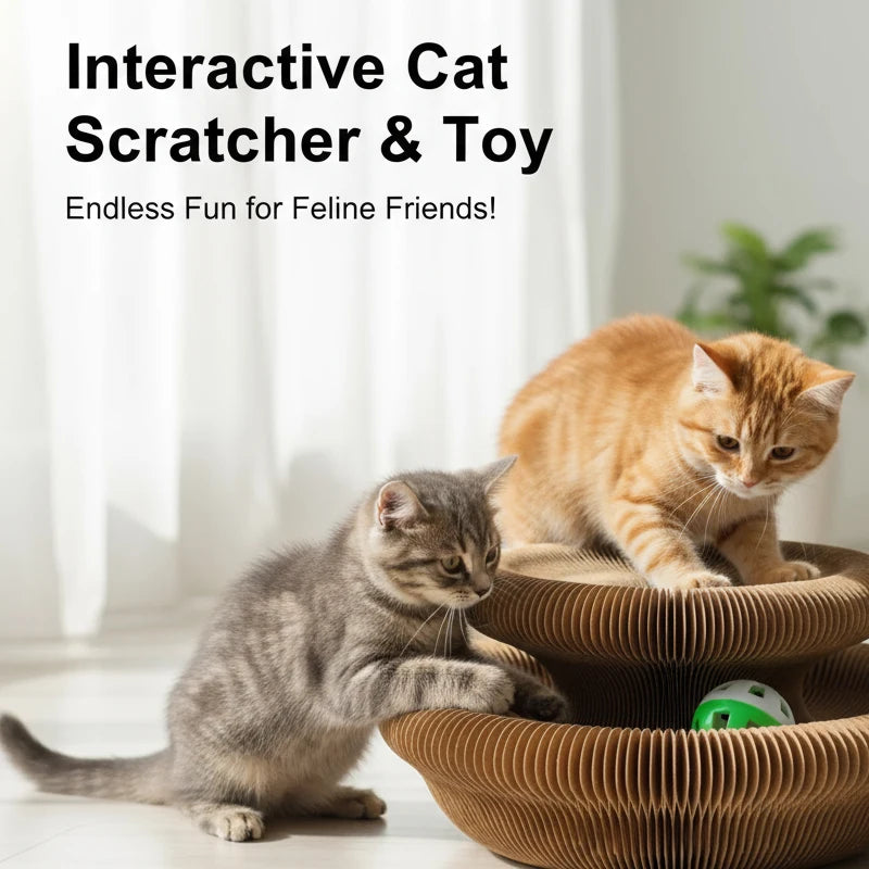Magic Cat Scratch Organ Board Cat Toy with Ball Cat Grinding Claw Cat Climbing Frame Kitten Round Corrugated Cat Scratching Toy
