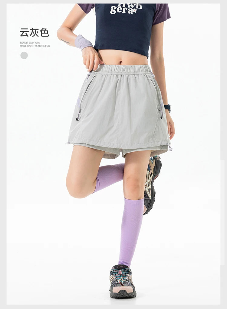 Outdoor Sport Skirts Shorts Women Summer Streetwear Hiking Lightweight Quick Dry Loose Casual Cargo Shorts Skirts