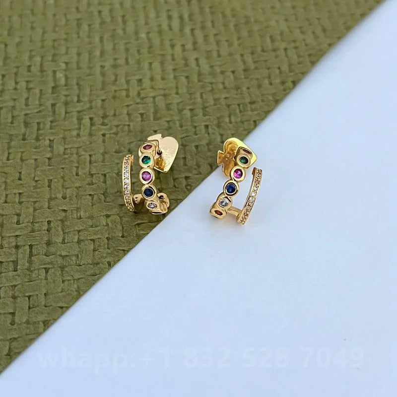 1:1 KS Jewelry Gold Stud Earrings For Women Fashion Jewelry Birthday Gift
