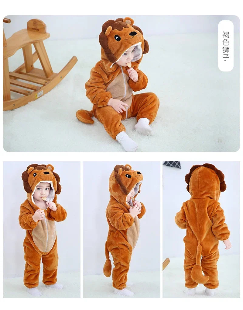Newborn Baby Deer Animal Cartoon Romper Clothes Girls Pajamas Long Sleeve Hooded Onesies Infant Boys Costumes For Christmas