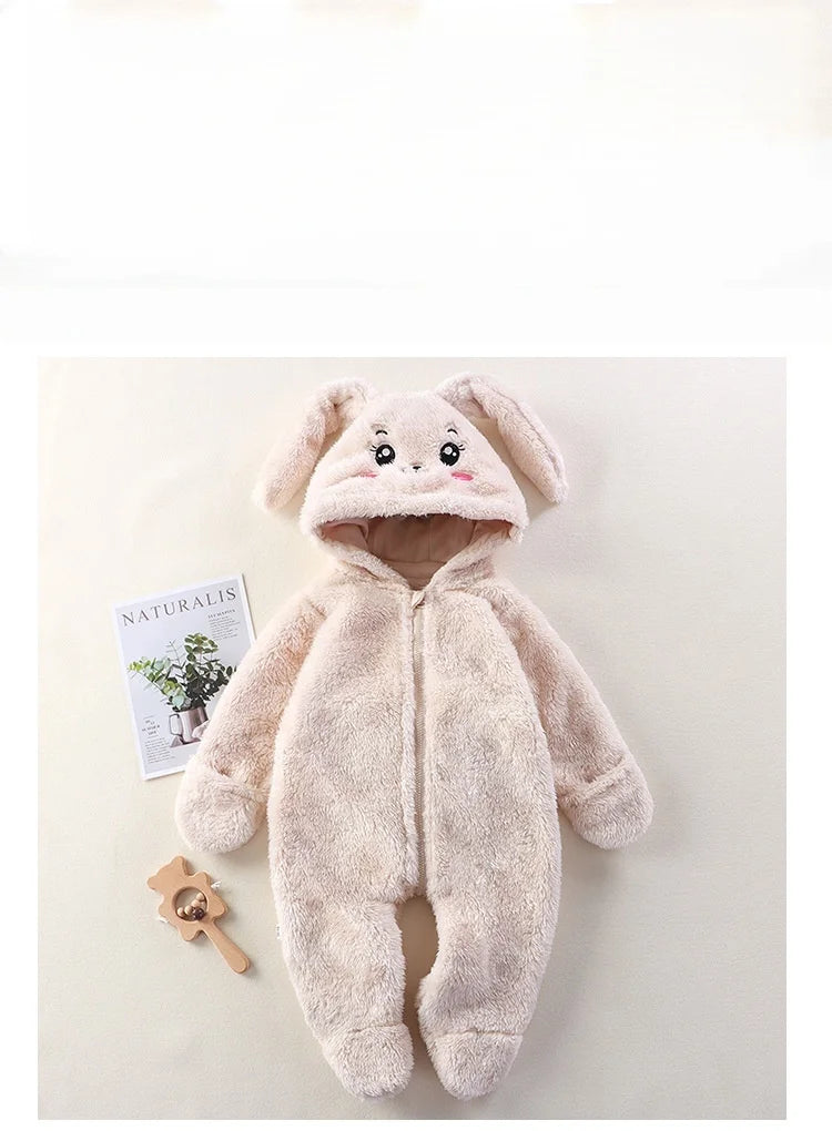 Cute Panda Print Baby Onesie, Winter Footed Pajamas Romper for Newborn & Toddler Girls, Cozy Home Wear Jumpsuit