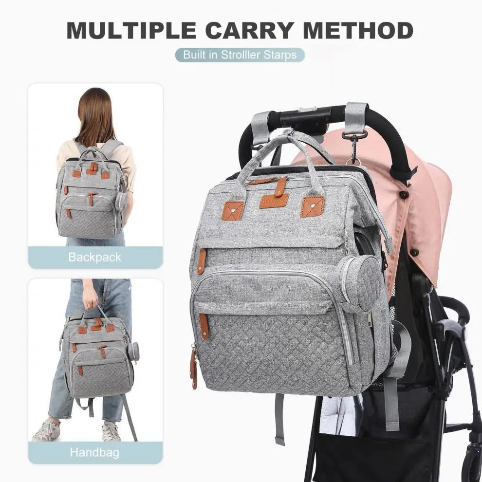Mommy Diaper Bags Baby Bed Mother Large Capacity Nappy Milk Bottle Backpacks with Changing Mat Convenient Baby Nursing Bags