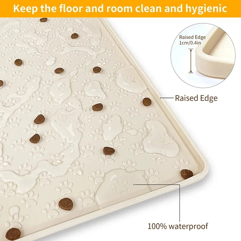 Pet Placemat Cat Dog Drinking Feeding Placemat Feeder Mats Cat Feed Mat Dog Food bowl Mat Silicone Waterproof Pet Bowl Pad 2025