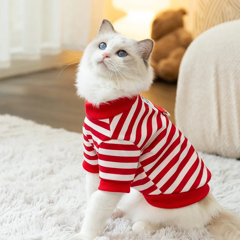 Dog Hoodies Striped Warm Winter Dog Clothes Pet Dog Coat with D-Ring Chihuahua French Bulldog Dog Accessories Puppy Dog Costume
