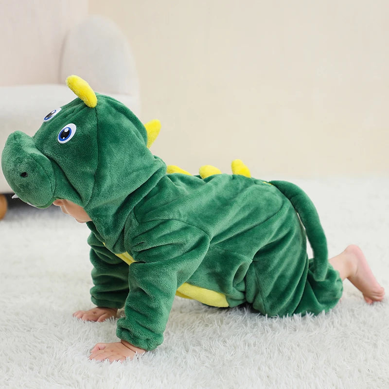 MICHLEY Carnival Dinosaur Baby Winter Costume Rompers Clothes Cute Cartoon Jumpsuit Bodysuit Overall Unicorn For Girls Boys Kid