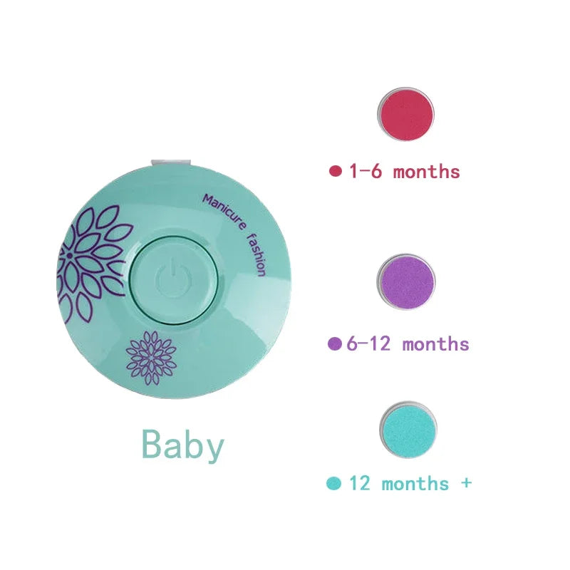 Baby Electric Nail Trimmer 6 Replaceable Heads Gentle Newborn Care Safe Quiet Nail File for Infant Toddler Soft Grinding