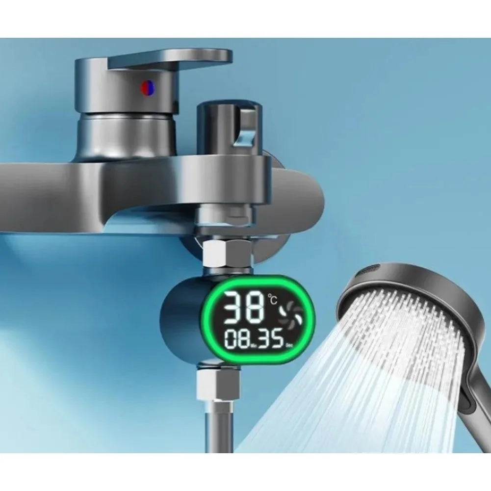 Shower Water Thermometer with LED Digital Display for Baby Bathing Water-Powered Temperature Monitor for Tub and Faucet Use