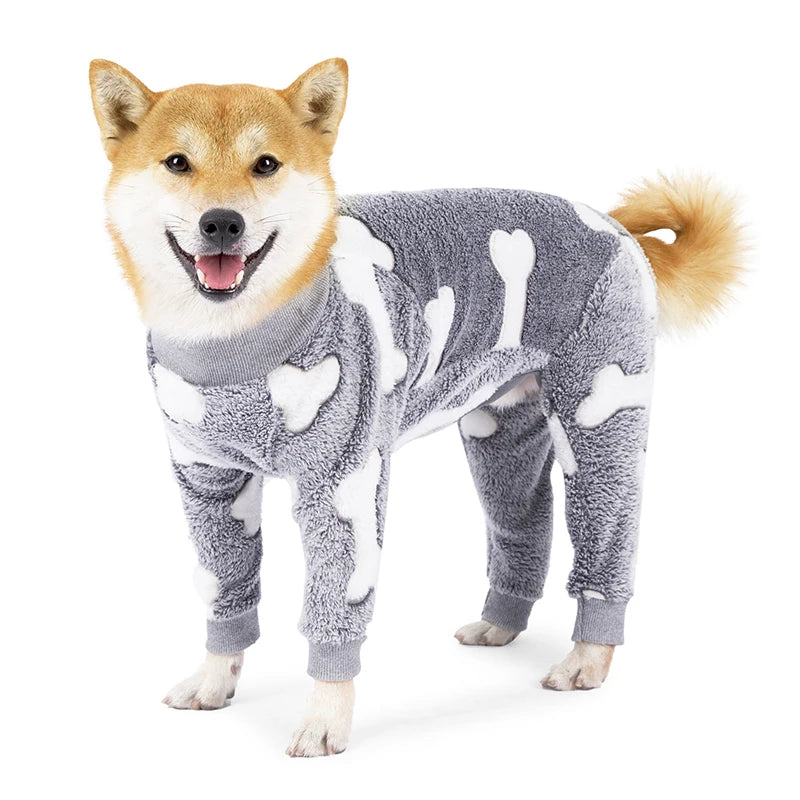Flannel Dogs Pajamas Jumpsuit Four Legs Winter Warm Onesies for Medium Large Dogs Warm Puppy Cat Jumpsuit Pet Dog Clothes