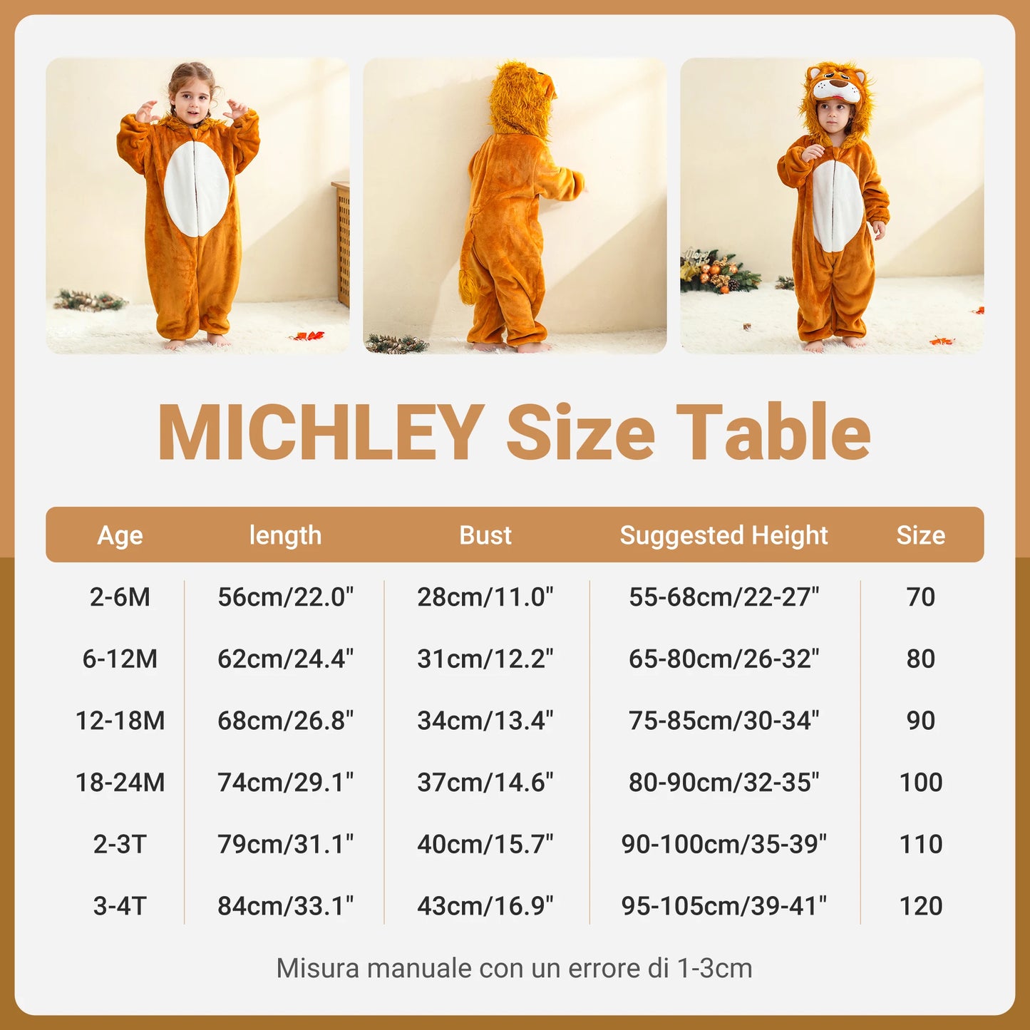 MICHLEY Halloween Lion Baby Rompers Clothes Hooded Flannel Cosplay Toddler Infant Pajamas Bodysuit Jumpsuit Costume For Kids Boy