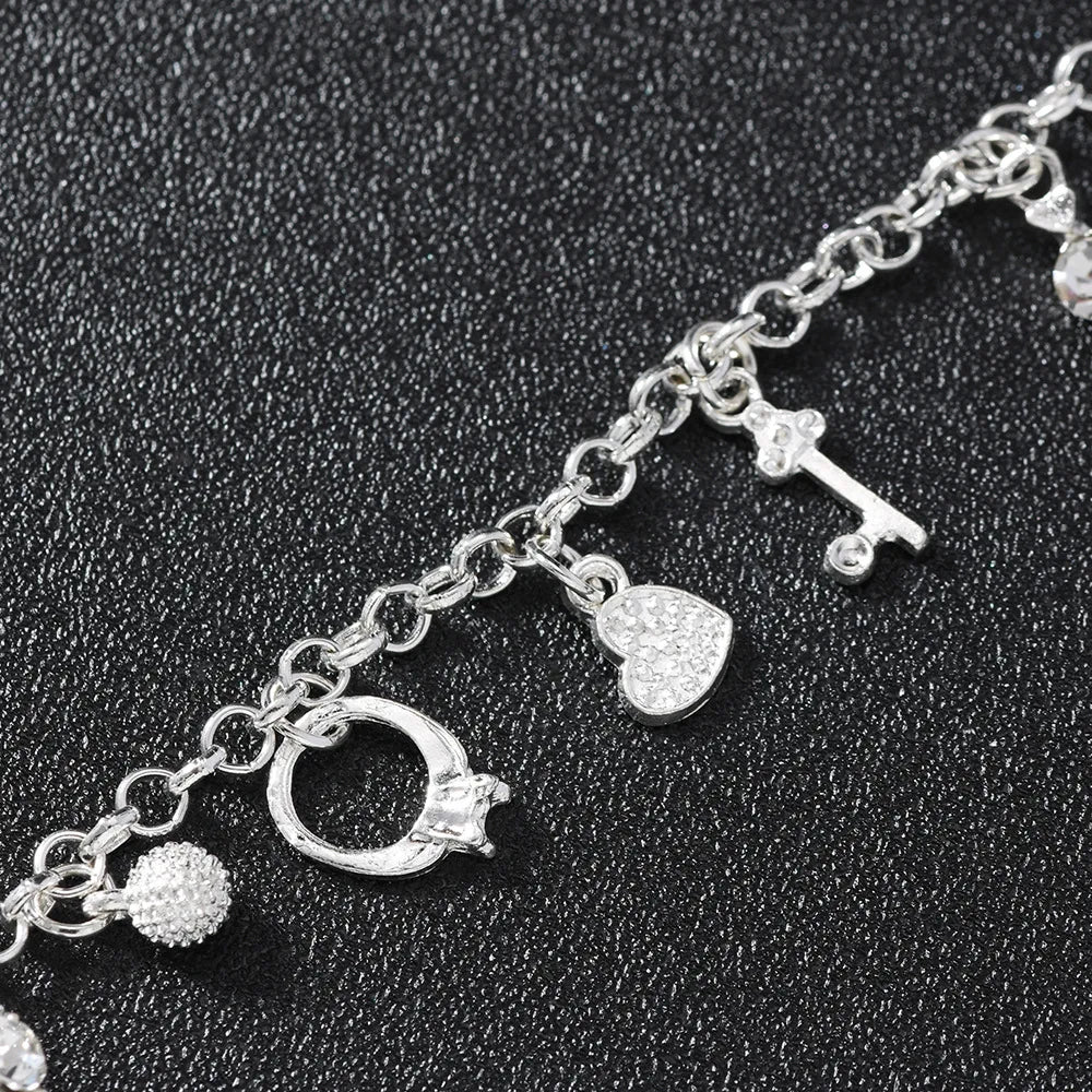 Bracelet European and American Silver Fashion Thirteen Pendant Bracelet Women's Multi-Element Jewelry Simple Style Bracelet Whol