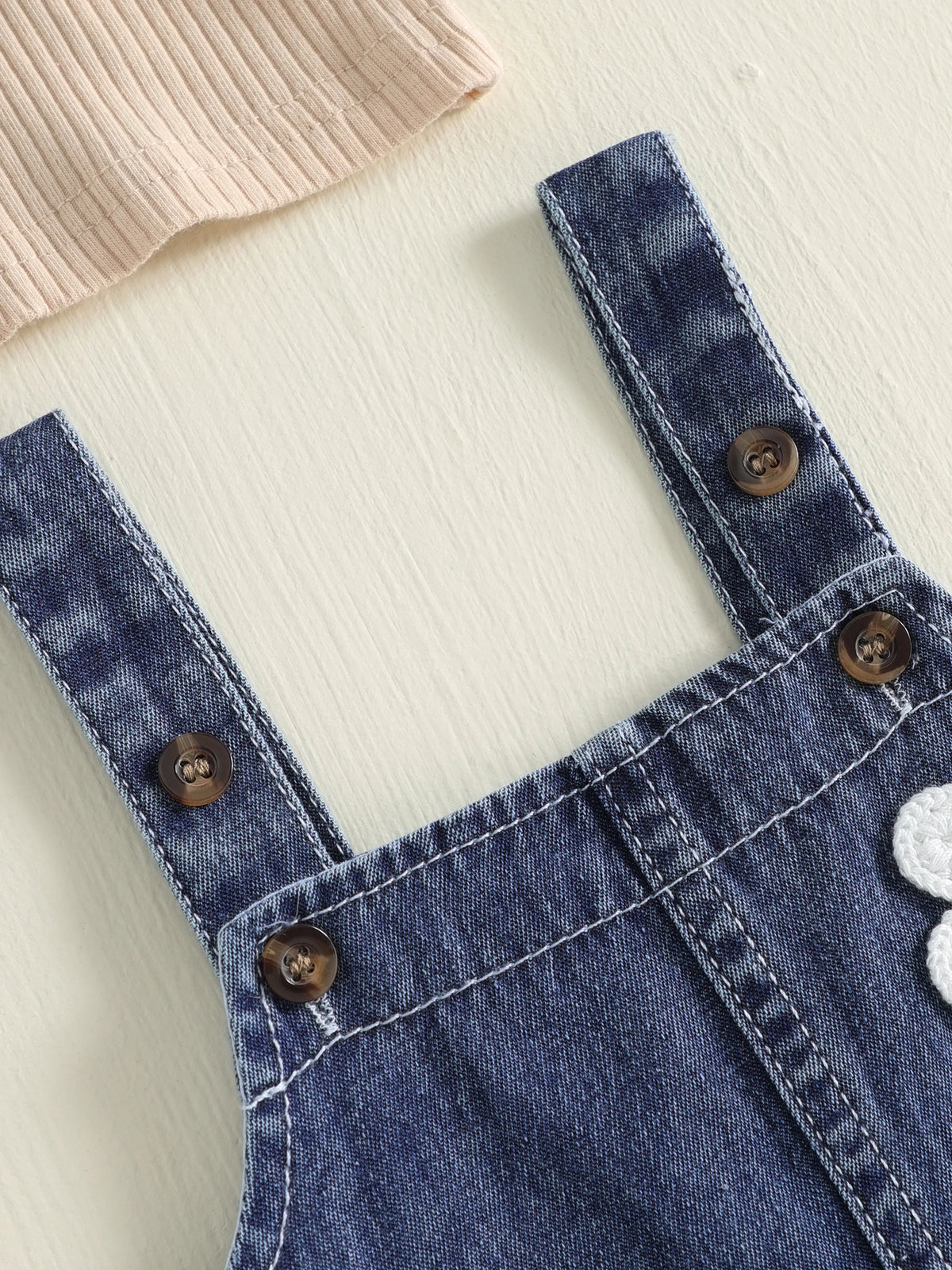 Baby Girl Fall Winter Outfit Fly Long Sleeve T Shirt Sleeveless 3D Flower Denim Dress 2Pcs Set