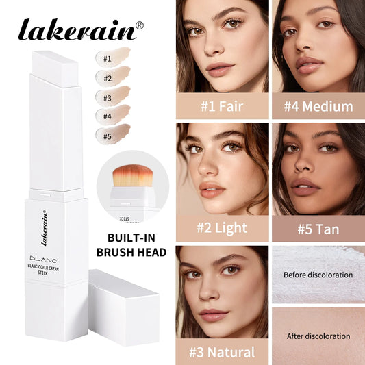 Lakerain Blanc Cover Cream Stick Dual-ended Design Waterproof Foundation Coverage Travel Bronze Creamy Foundation Natural Makeup