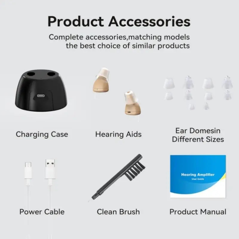 Rechargeable Noise-Canceling CIC 110D Hearing Aids Senior Invisible Hearing Aid for Seniors with Severe Hearing Loss
