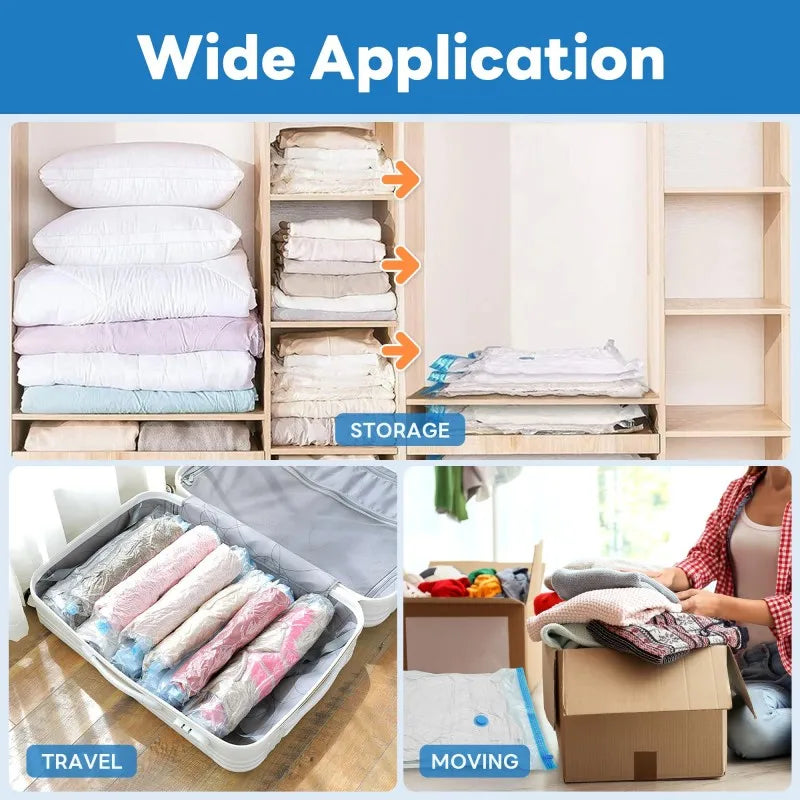 Vacuum Bag for Clothes, Air Vacuum Bag with Pump, Travel Essentials, Space Saver Bags for Comforters Blankets Storage Organizer