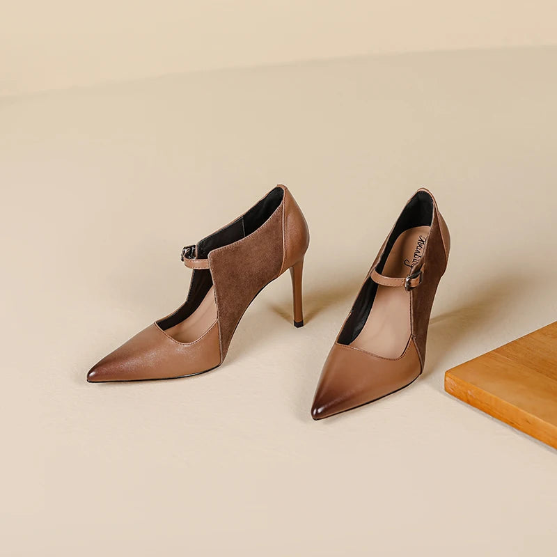 【JOCHEBED HU】Size 33-40 2023 New Soft Genuine Leather Women Heels Fashion Sexy Club Party Wedding High Heel Shoes