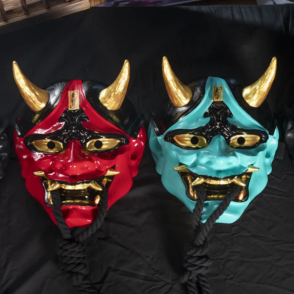 Halloween Prajna Mask Horror Mask Cosplay Costumes Japanese Demon Ghost Mask Party Carnival Comic-Con Masquerade Props Gift