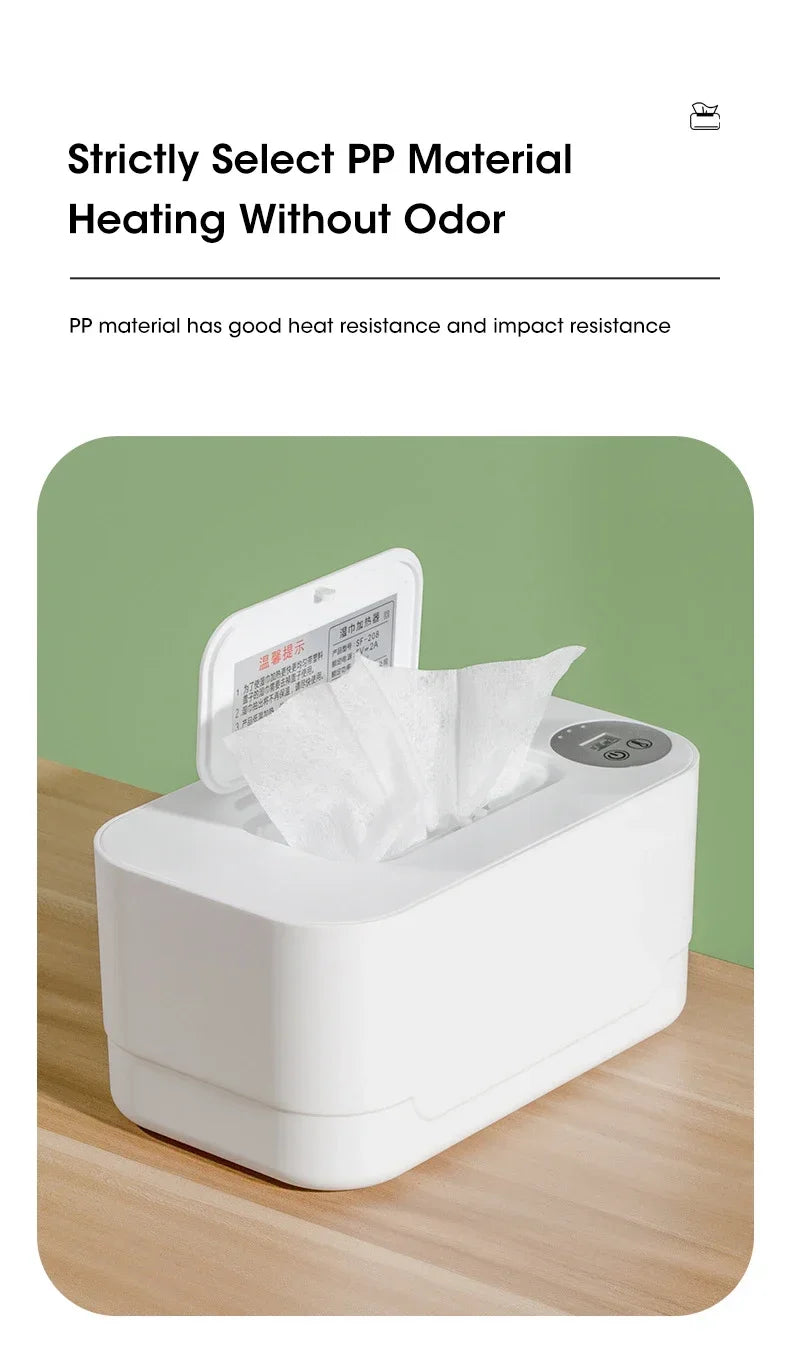 Portable USB Baby Wipe Warmer With LED Display Wet Towel Dispenser Heating Box For Home Car Travel Diaper Changing