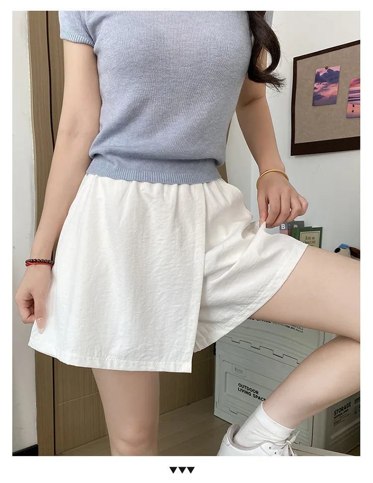 Women's Cargo Skirt Pants 2026 Summer High Waist Loose Fit 5-Pocket Casual Shorts Ice Silk Culottes Streetwear