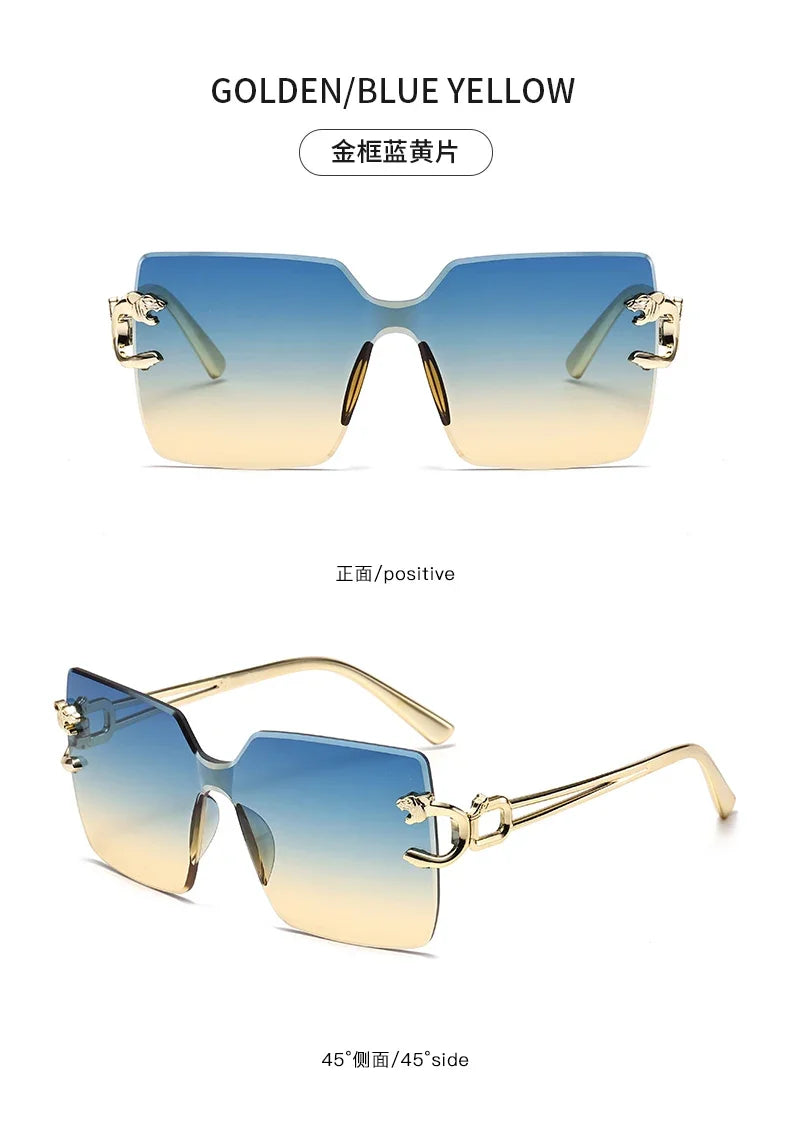 Retro Square Sunglasses Women Men Rimless Trend Luxury Shades Travel Glasses Lady Man UV400