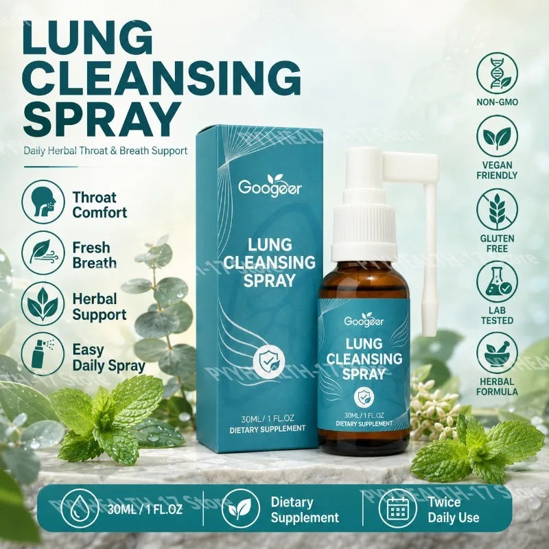 Googeer Lung Wellness Spray Natural Respiratory Support Dietary Supplement Liquid Mist Easy Use for Men Women 30ml 1 Fl Oz Daily