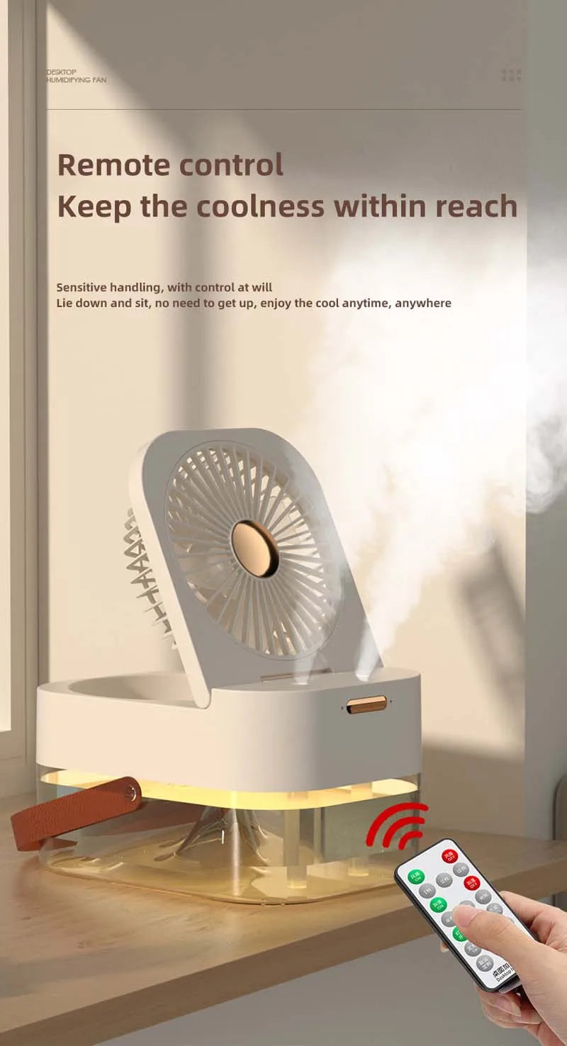 Mist Fan Summer Portable Air Conditioner Fan With Remote Controls Sleep Night Light 3 Speeds Aromatherapy Diffuser Humidifier